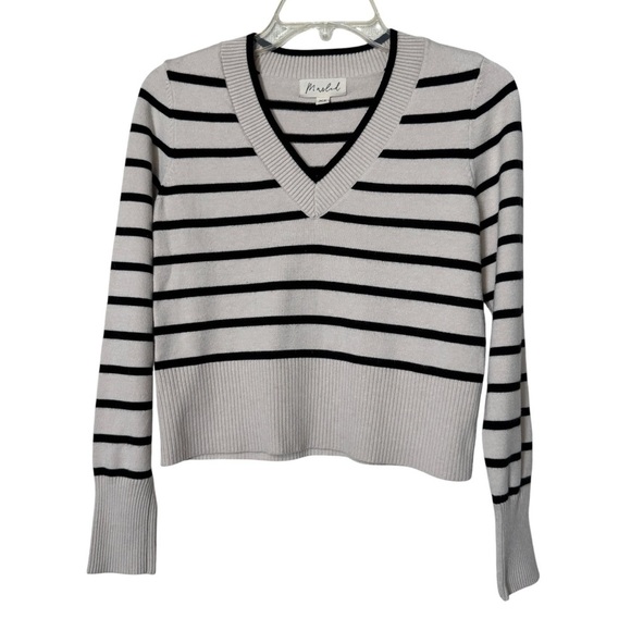 Marled Striped V-Neck Cropped Sweater | Size M | Stitch Fix Style - Picture 2 of 7